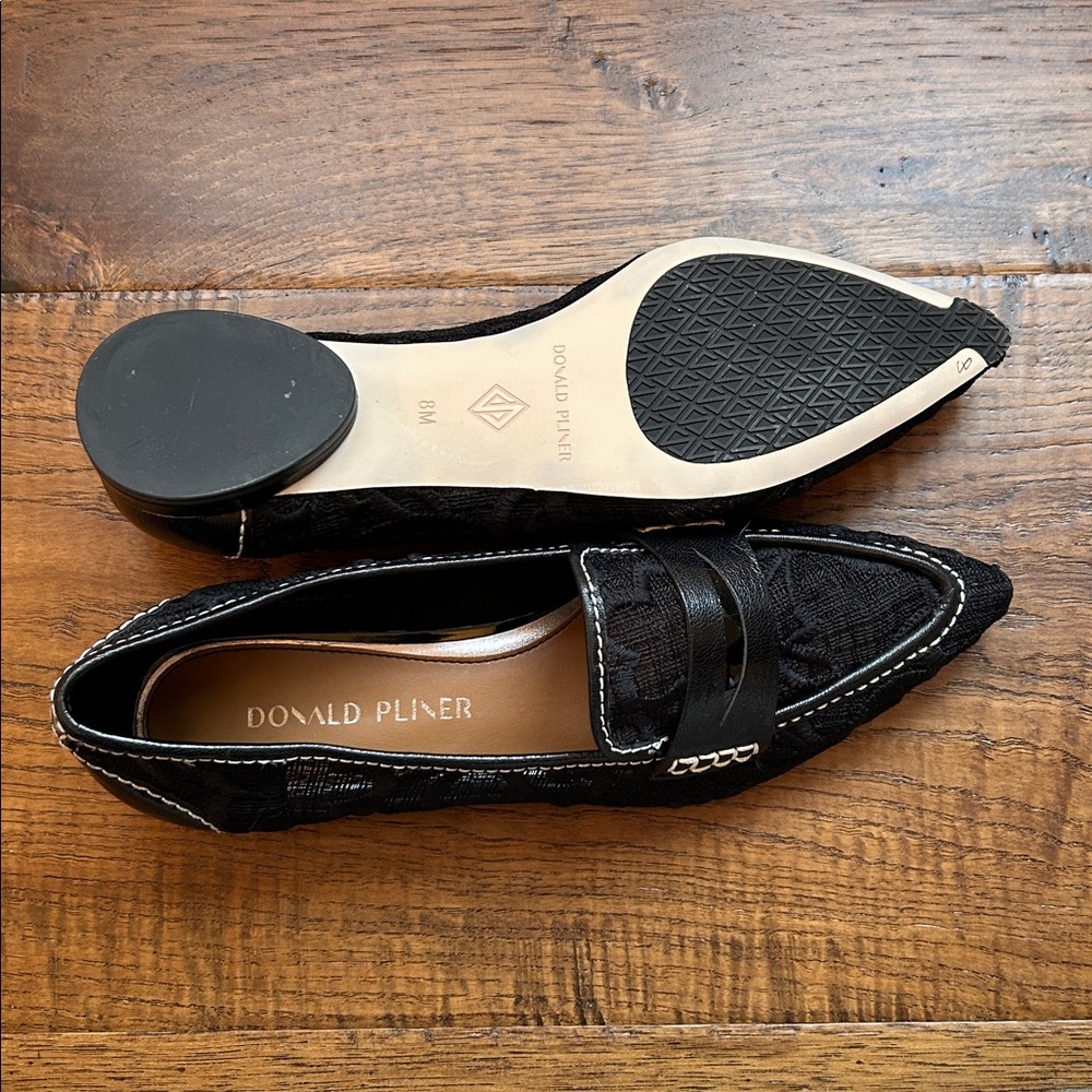 Donald J. Pliner Black Pointed-Toe Mesh Loafers - Picture 4 of 4
